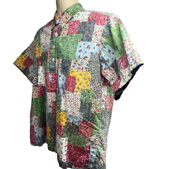 Reyn Spooner Floral Reverse Print Hawaiian Pullover Shirt Large Patchwork USA - Picture 1 of 8